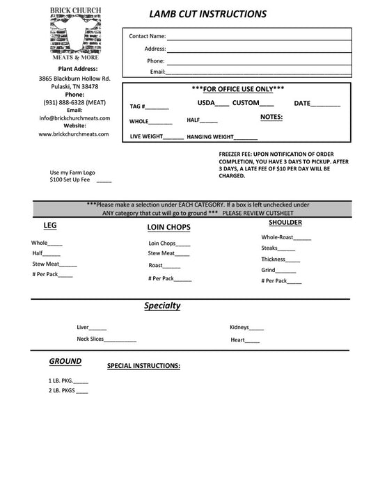 Lamb & Goat Cut Sheet