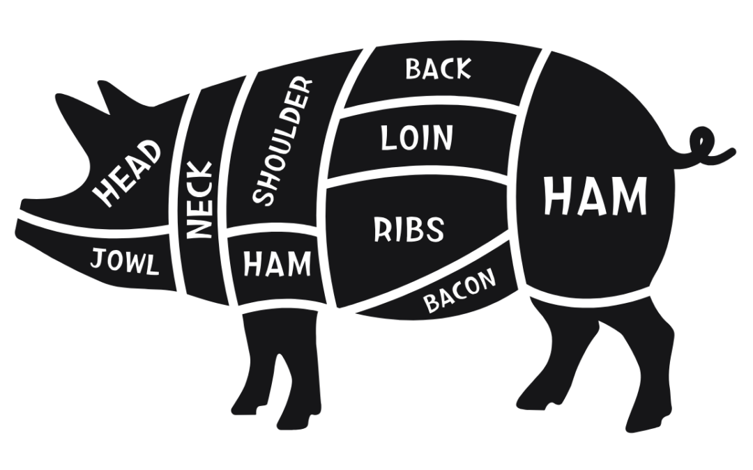 Graphic of pig showing where the cuts of meat come from
