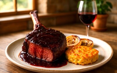 Bourbon-Blackberry Glazed Dino Steak